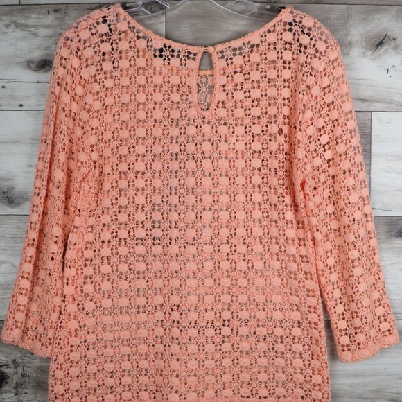 Forever 21* Women's Long Sleeve Crew Neck Crochet Open-Knit Pullover Sweater~ M - Picture 5 of 11